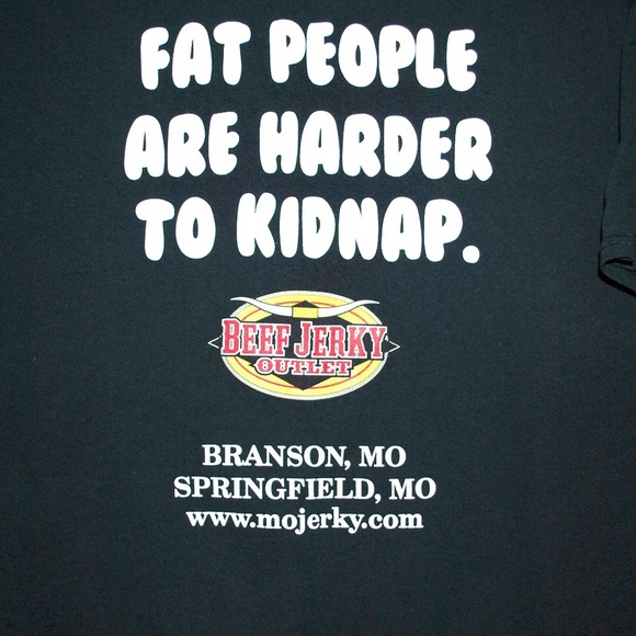 Branson MO Novelty T-Shirt PETA Fat People Graphic Tee Men's Black - Picture 5 of 5